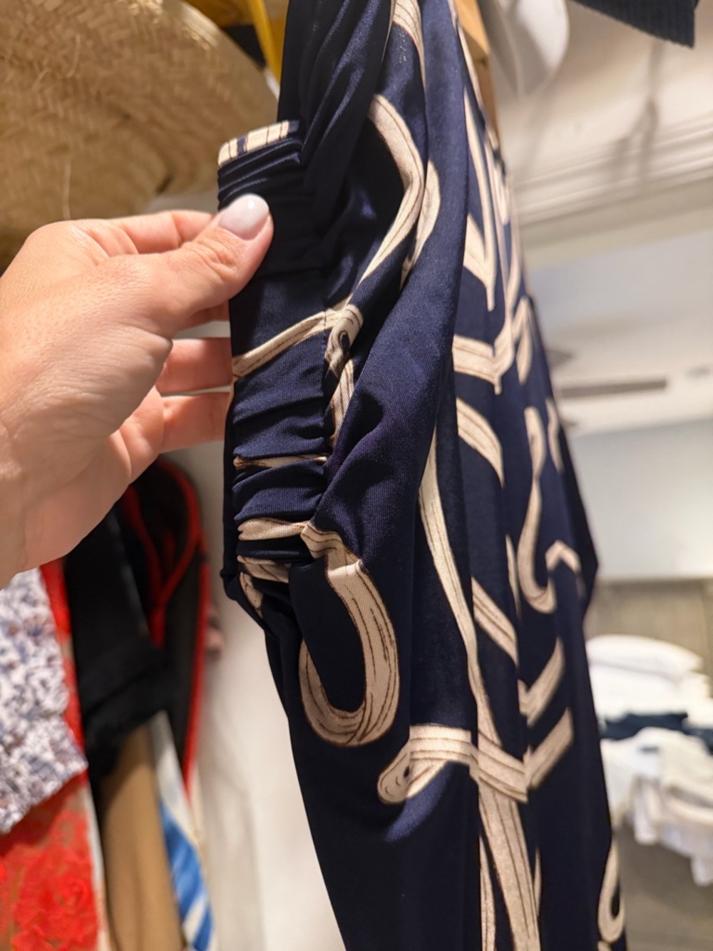 Navy Maxi Dress with Cream Abstract Graphic Print - Picture 10 of 13
